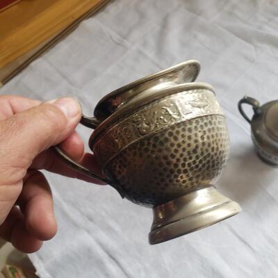 Sugar and Creamer hand hammered silver plate very nice