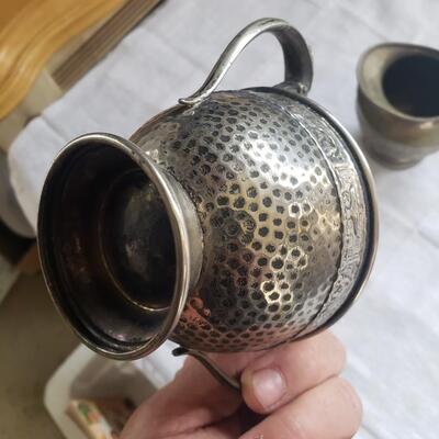 Sugar and Creamer hand hammered silver plate very nice