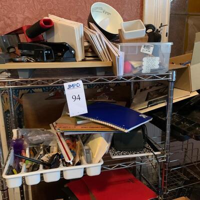 Office Supplies and chrome shelves