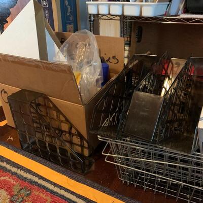 Office Supplies and chrome shelves
