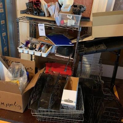 Office Supplies and chrome shelves