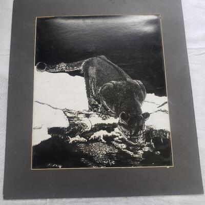 Black ink art cougar