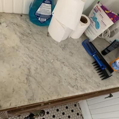 Antique cabinet with marble counter