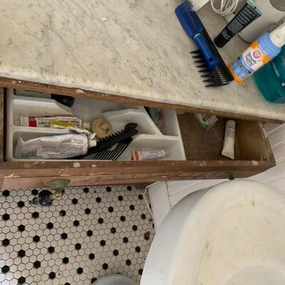 Antique cabinet with marble counter