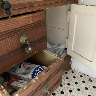Antique cabinet with marble counter