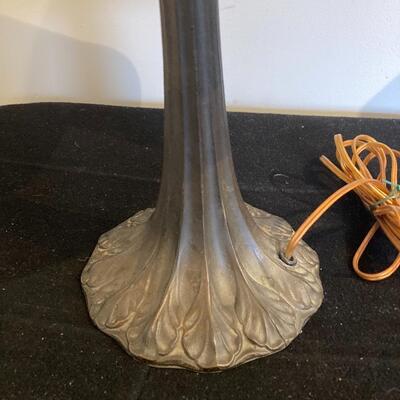 Antique Bronzed Metal Lamp Base with Shade. Re-wired and working
