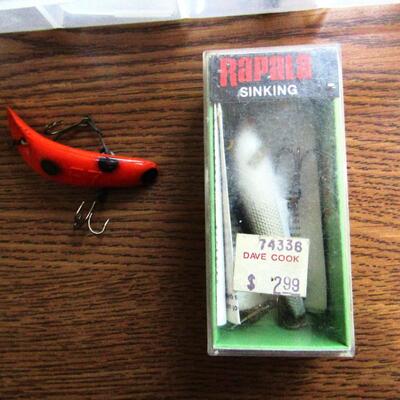 LOT 35  RAPALA AND OTHER FISHING LURES WITH ORGANIZER