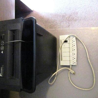 LOT 43  FELLOWES PAPER SHREDDER AND SURGE BOX