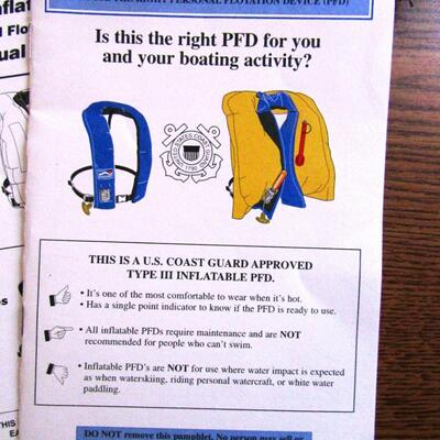 LOT 48 COAST GUARD APPROVED INFLATABLE PERSONAL FLOTATION DEVICE