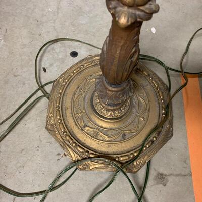 Victorian floor lamp with fringed shade