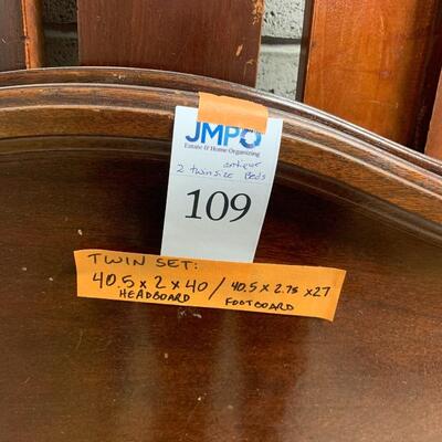 Pair of twin bed frames - antique