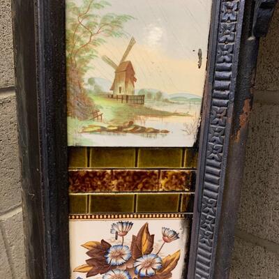 Cast iron and tile fireplace