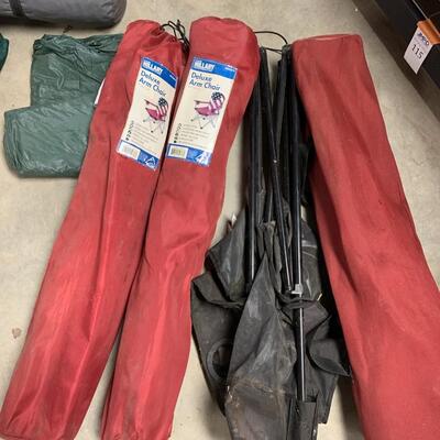 Camping equipment + 9ft market umbrella