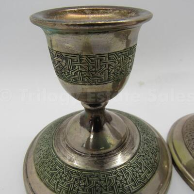 Pair Unweighted Persian 84 Silver Candlesticks