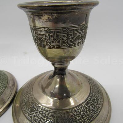 Pair Unweighted Persian 84 Silver Candlesticks