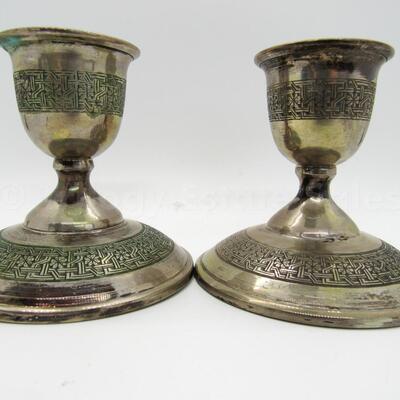 Pair Unweighted Persian 84 Silver Candlesticks