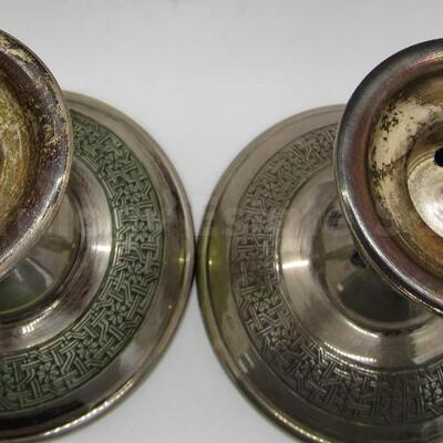 Pair Unweighted Persian 84 Silver Candlesticks