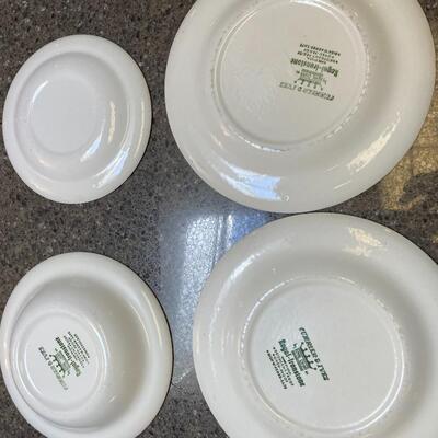 2 dinner plates, bread and butter and bowl Currier and Ives Royal Ironstone Red