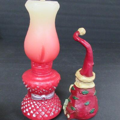 Lot of Pfaltzgraff Winterberry and Santa Figure and Candle