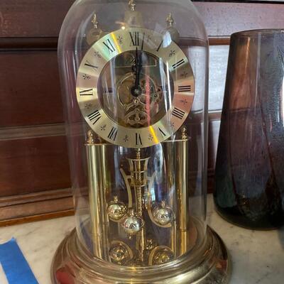 Glass Dome Clock and Vases