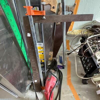 Level, Hand Saws, Framing Square, Sawzall, Clamp