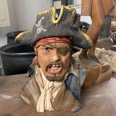 Wooden carving of a Pirate