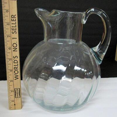 Large Clear Glass Pitcher With Ice Lip
