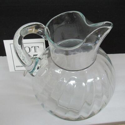 Large Clear Glass Pitcher With Ice Lip