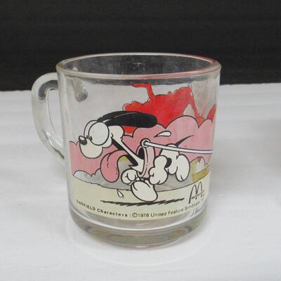 2 Milk Glass Pieces and Garfield Mug
