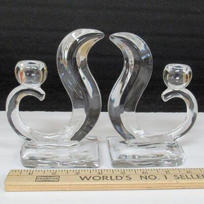 Vintage Glass Candlesticks,