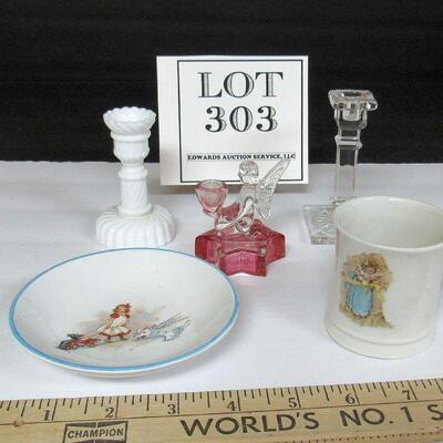 Vintage Child's Dishes, Candlesticks