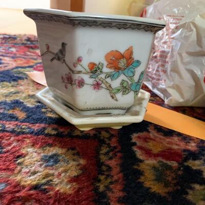 Asian figurines, oil lamp and more
