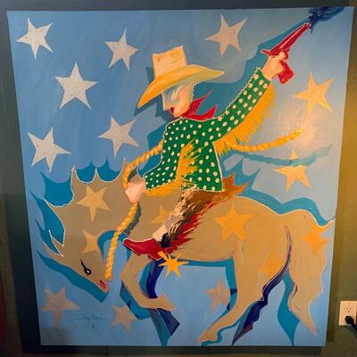 " A Child's Dream of being a Cowboy" original oil on canvas by Doug Moore