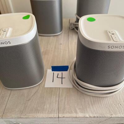 4 White Sonos Speakers