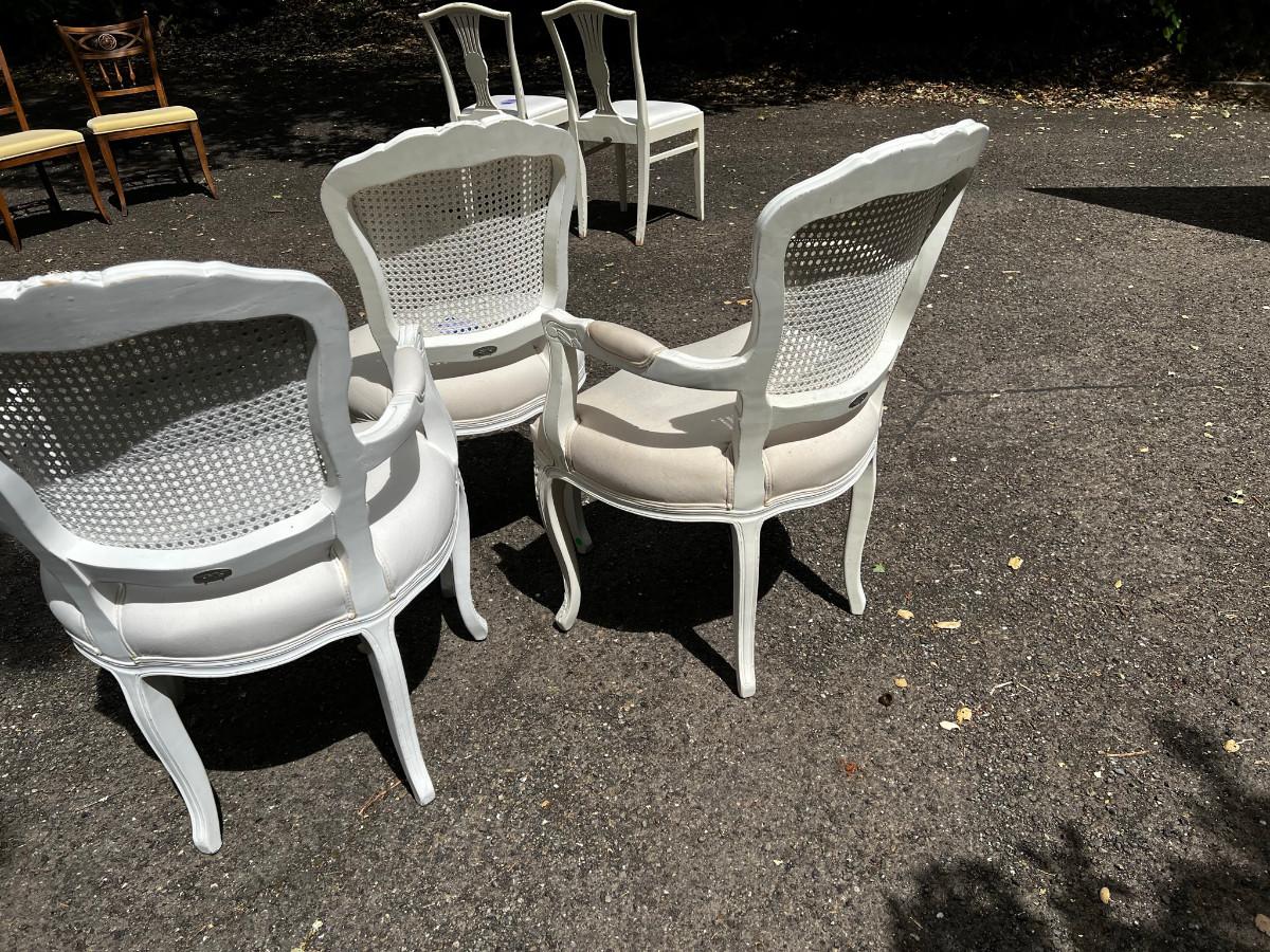 3 White Wood Chairs