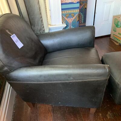 Leather chair and ottoman