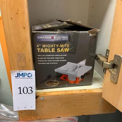 Plumbing hardware, mini table saw and more