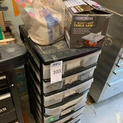 Plumbing hardware, mini table saw and more