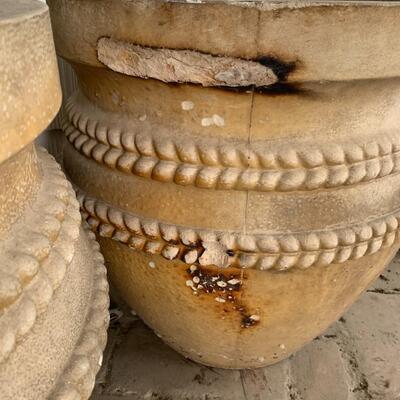 Pair of old concrete planters pots  Very heavy