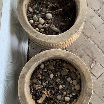 Pair of old concrete planters pots  Very heavy