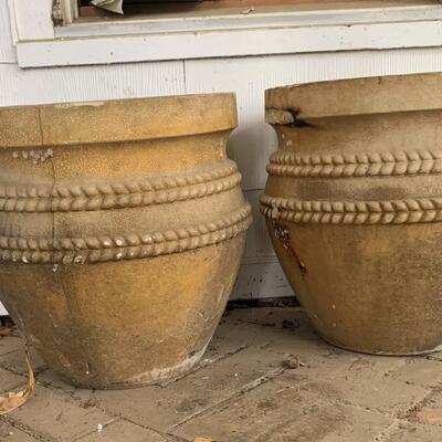 Pair of old concrete planters pots  Very heavy