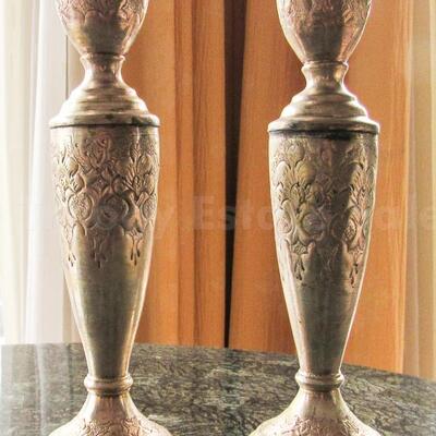 Persian hand-chased candlesticks