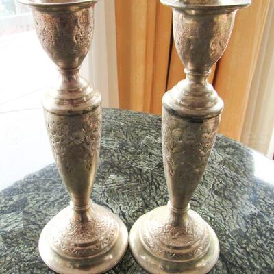 Persian hand-chased candlesticks