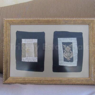 Framed persian needlework fragments #1