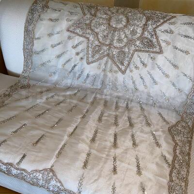 Persian Beaded and Lacework Table Cover