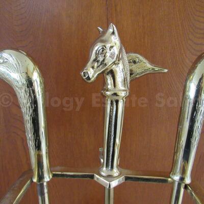 Brass Duckhead fireplace tools