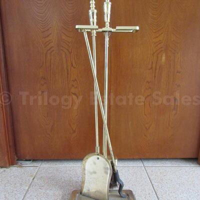 Brass Duckhead fireplace tools