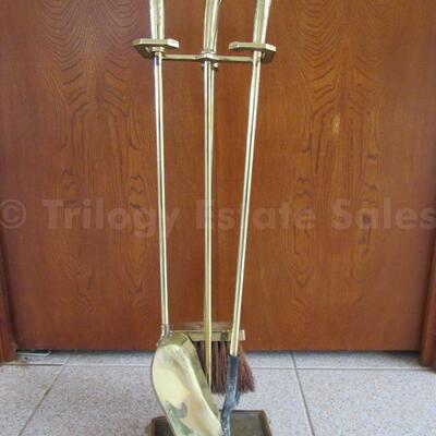 Brass Duckhead fireplace tools