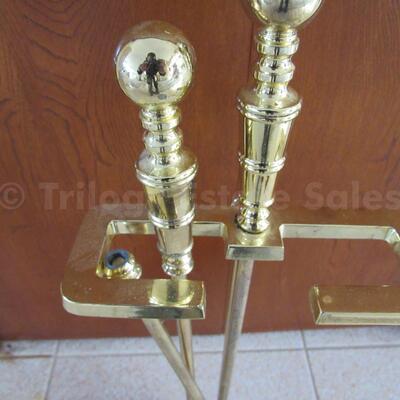 Brass Duckhead fireplace tools