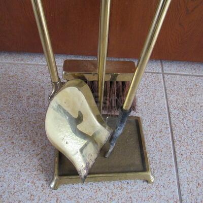 Brass Duckhead fireplace tools